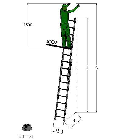Escales per recolzar 2 trams manuals fibra de vidre - F7200M - Escala per recolzar extensible de 2 trams manual fibra de vidre EN 131.1 – EN 131.2 i EN 50528